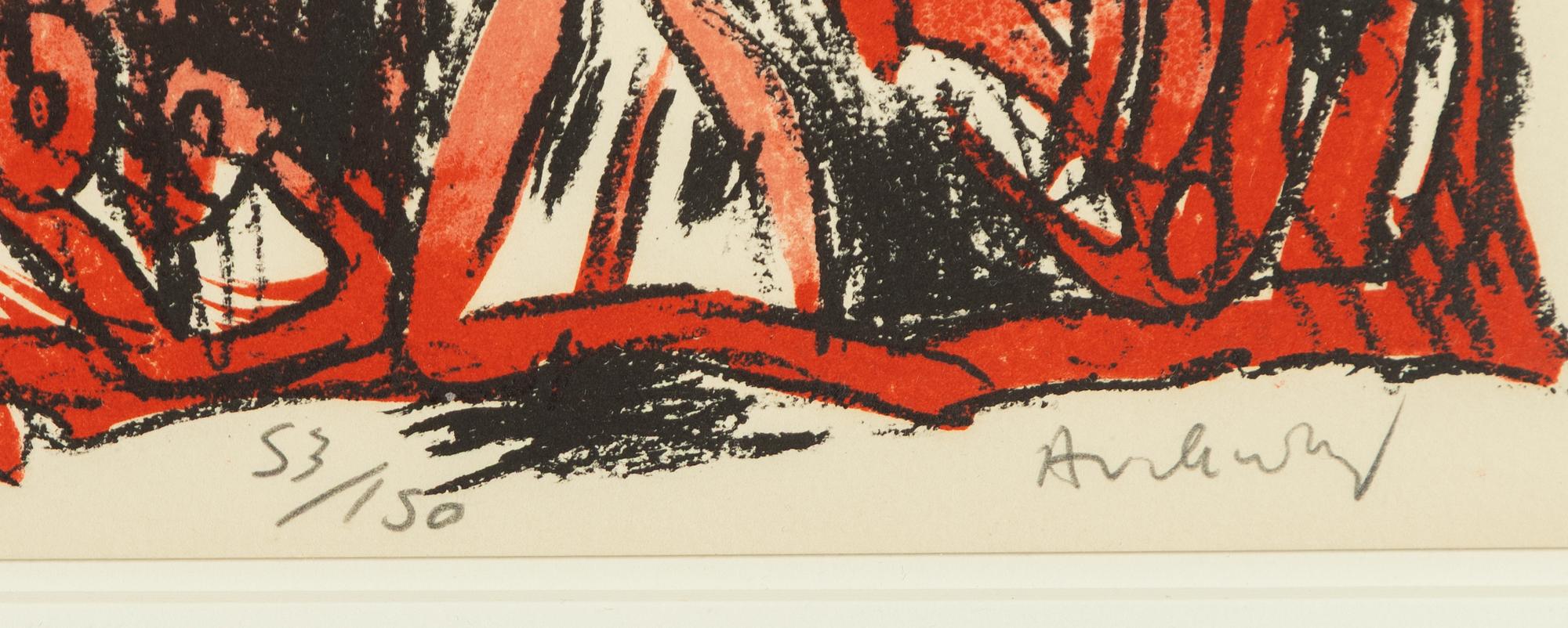 Pierre Alechinsky, "Schismes", fyra stycken färglitografier.