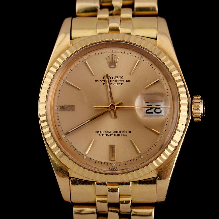 ARMBANDSUR, 18 k guld, Rolex Oyster Perpetual, Datejust, Superlative Chronometer.