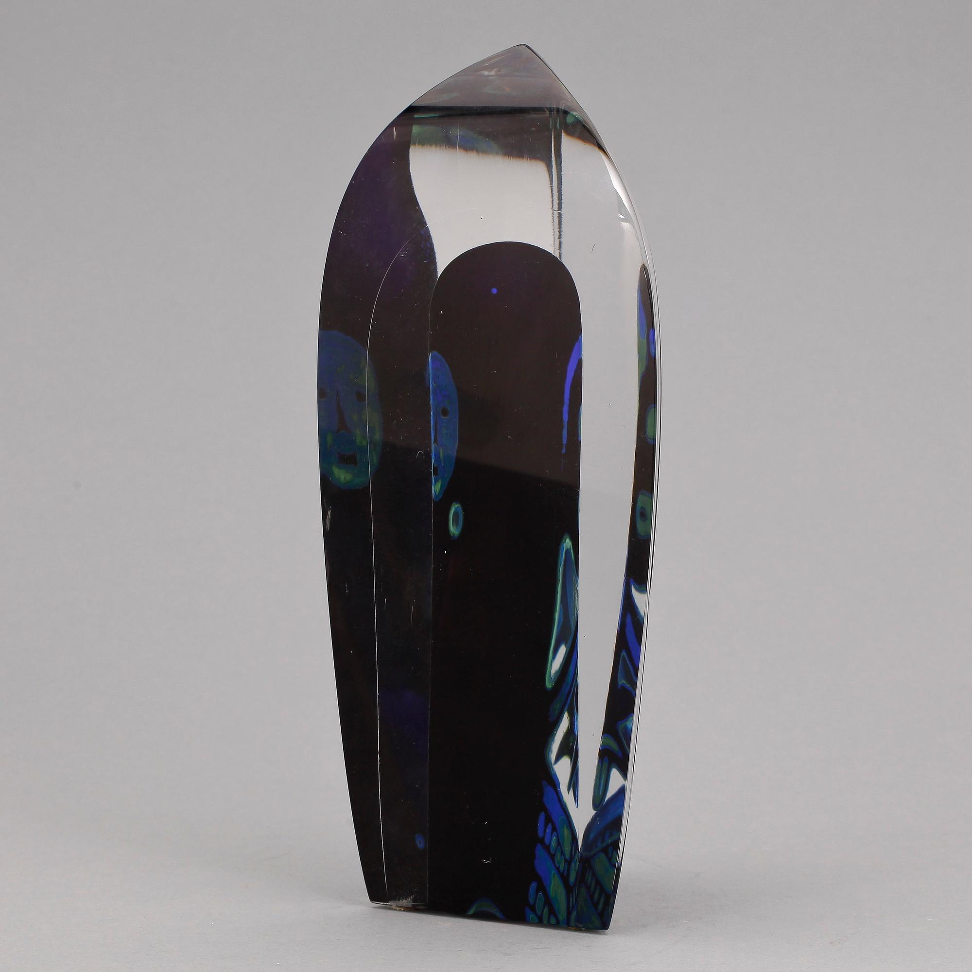 EVA ENGLUND, glasskulptur, "Totem I", Orrefors Gallery, sign o numr 922431. Dat -90.
