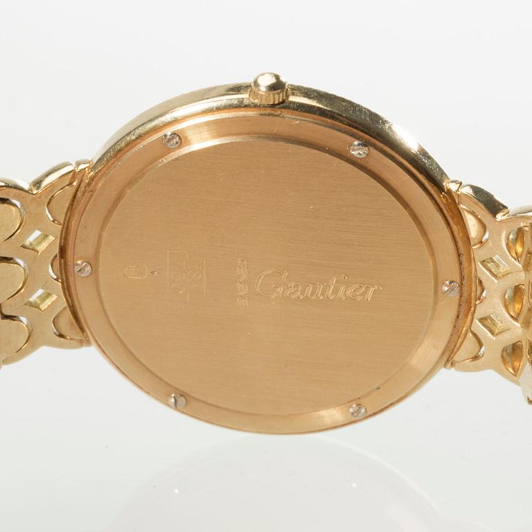 HERRARMBANDSUR, 18 k guld med briljantslipade diamanter, Gautier, Geneve. Vikt ca 132 g.