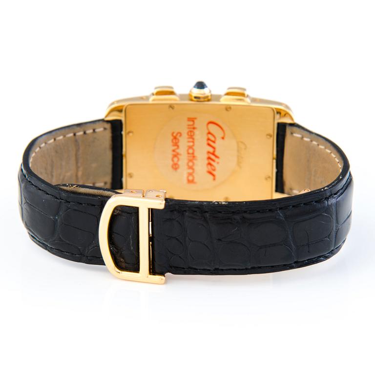 A Cartier Tank Tank Américaine Complications Chronograph YG wrist watch 40 (45) x 36 mm.