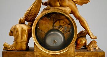 A French Empire early 19th century gilt bronze mantel clock.