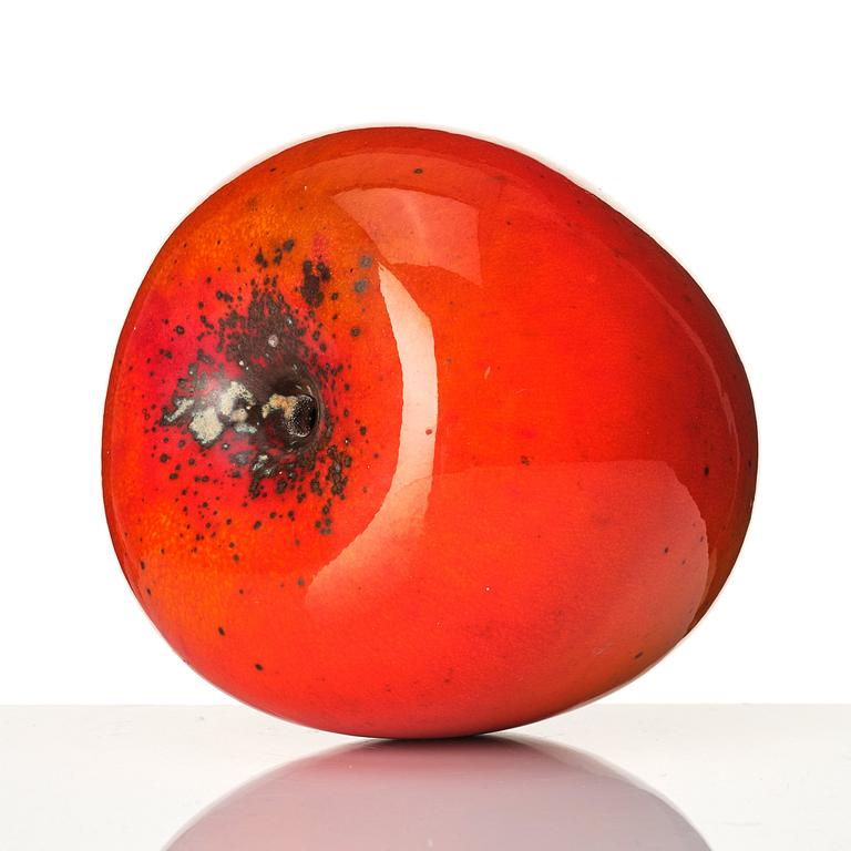 Hans Hedberg, a faience sculpture of an apple, Biot France.