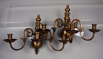 APPLIQUER, ett par, mässing, barockstil, 1900-talets första hälft.