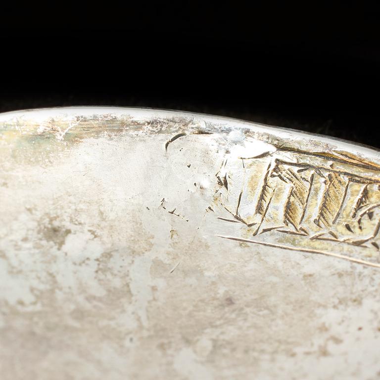 A Swedish 16th century parcel-gilt silver spoon, unmarked.