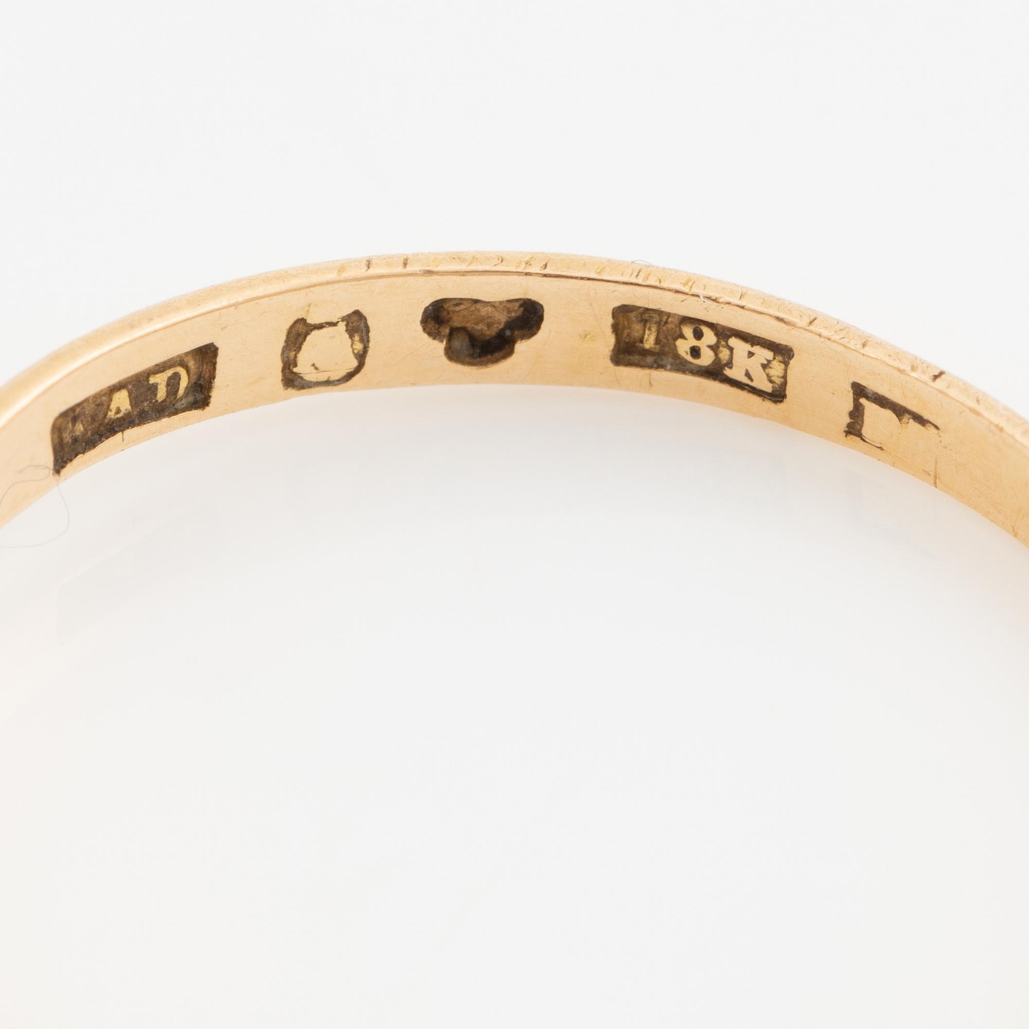 Ring, six pieces, 18K gold with, among other things, pearls and rose-cut diamond.