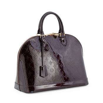 693. LOUIS VUITTON, a darkpurple "amarante" vernis top handle bag, "Alma".