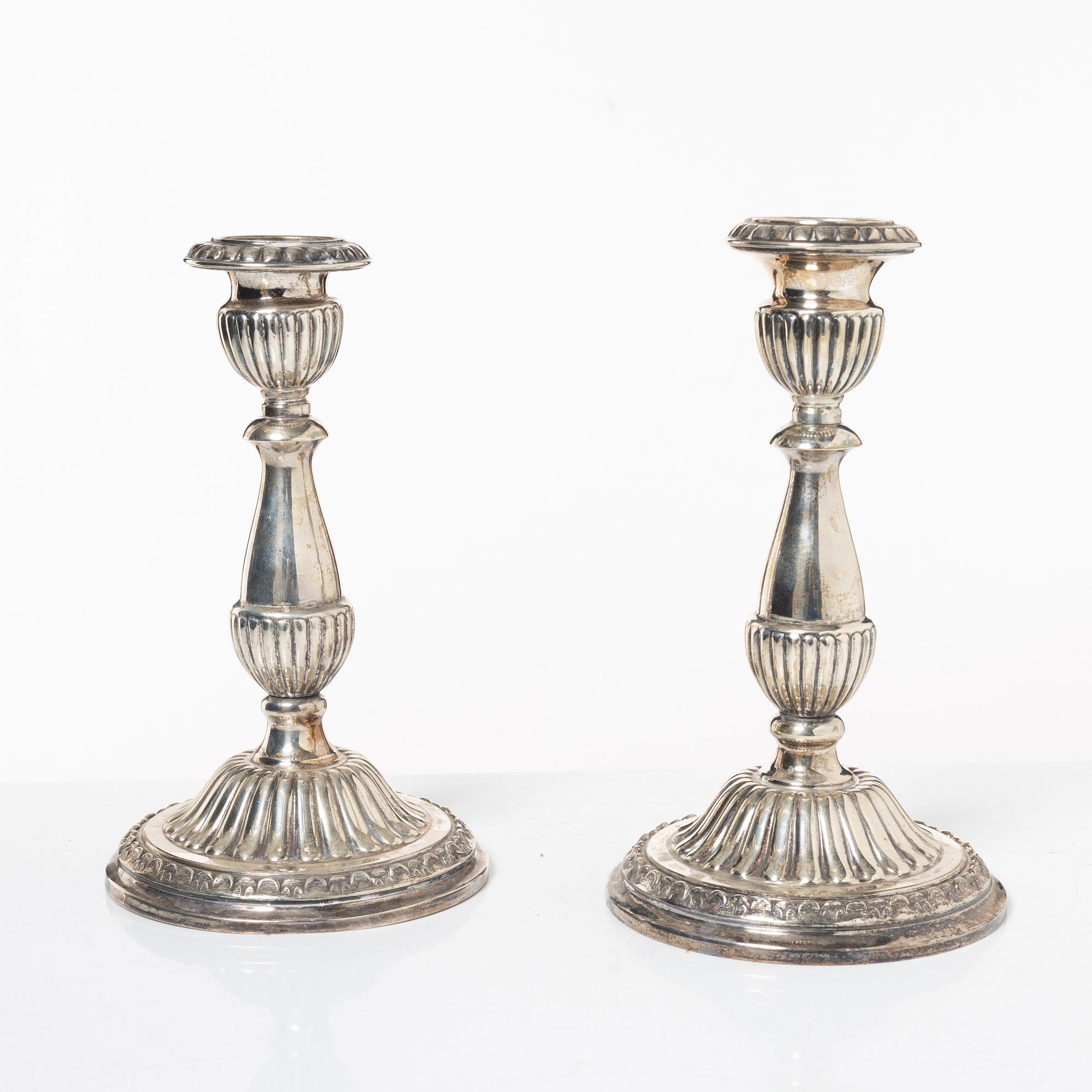 Ljusstakar, ett par, sterlingsilver, Camusso, Peru, 1900-tal.