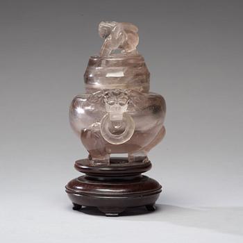 A rock chrystal censer with cover, Qing dynasty (1644-1912).
