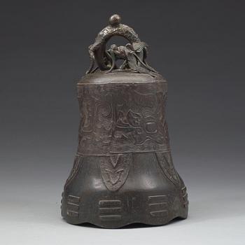 A bronze temple bell, Ming dynasty (1368-1644).