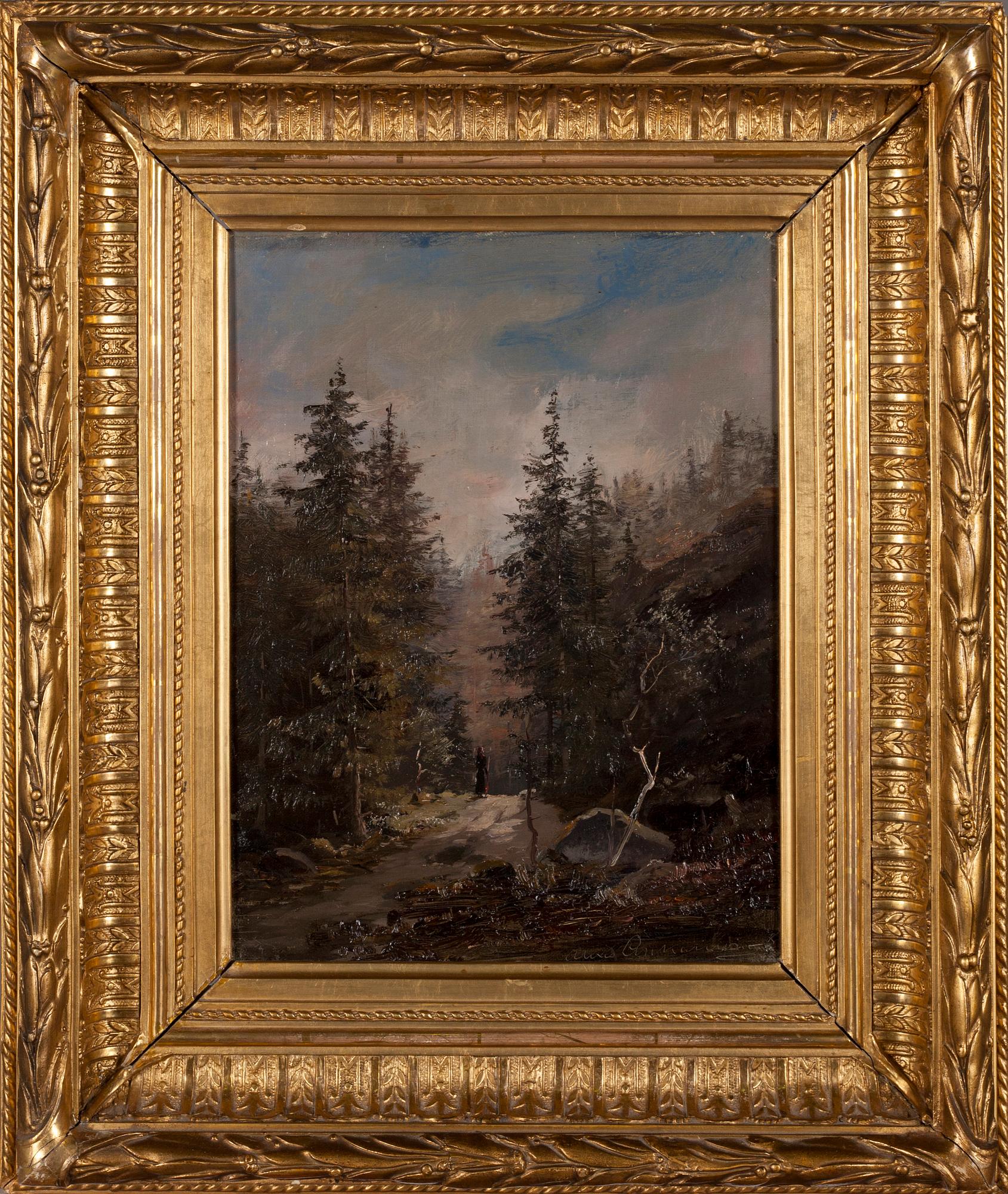 Alexis Ankarcrona, olja på pannå, signerad.