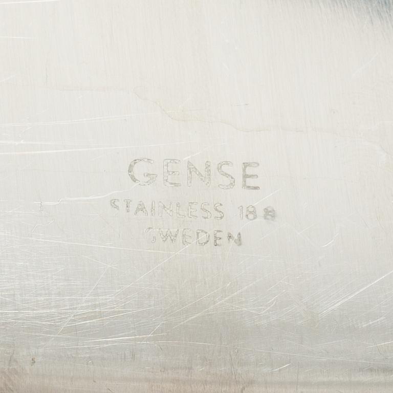 Folke Arström, besticksservis, 92 delar, samt bricka, såssnipa och shacker, rostfritt stål, "Thebe", Gense.