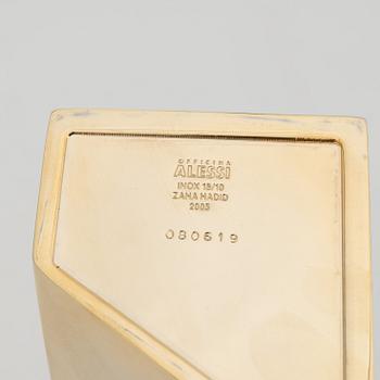 Zaha Hadid, a 'Crevasse' gold plated vase, for Alessi, Italy, 2005.