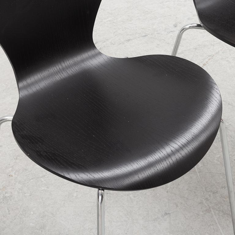 Arne Jacobsen, four "Seven" chairs, Firtz Hansen, Denmark, 2005.