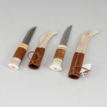 TOMMY MARKLUND, two Sami reindeer horn knives, signed.