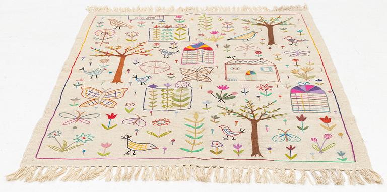 Rug, kelim, hand-embroidered, approx. 190 x 150 cm.