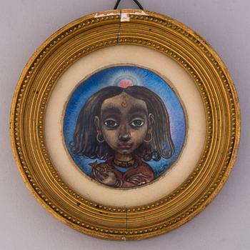 ILONA HARIMA, A miniature gouache painting, signed and dated -34.