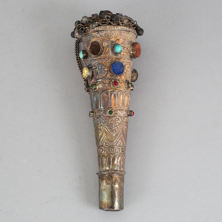 An inlaid silver pipe. presumably India, early 20th century.