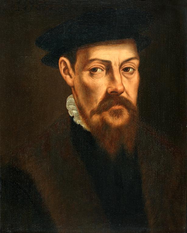 Pieter Jansz. Porbus Follower of, Portrait of a gentleman wearing a black hat and fur coat.