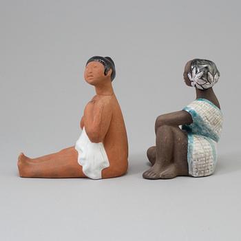 Two Mari Simmulson stoneware sculpture, Upsala-Ekeby, model 4355 and 4104.