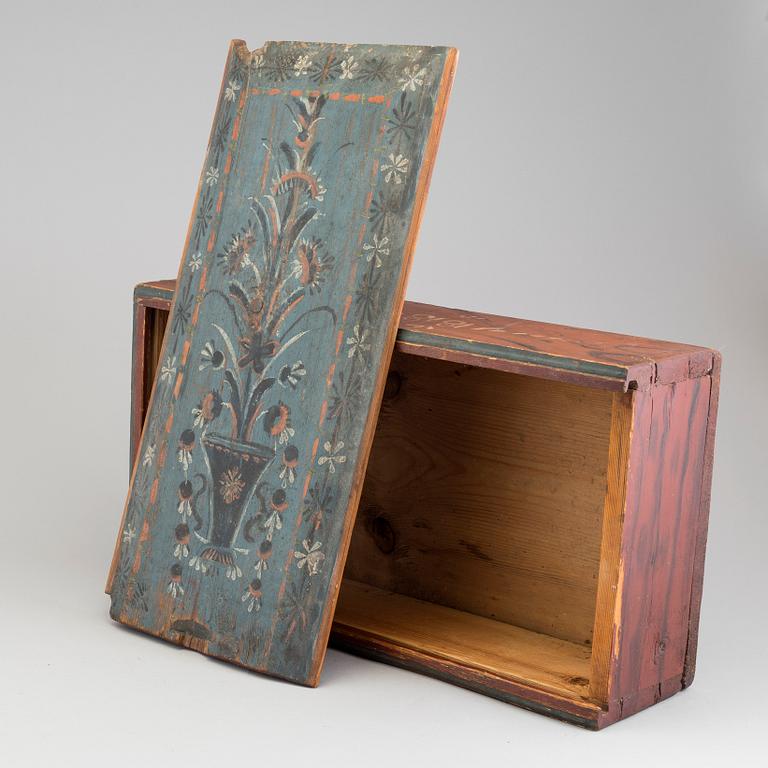 A SWEDISH WOODEN BOX, dated 1818.