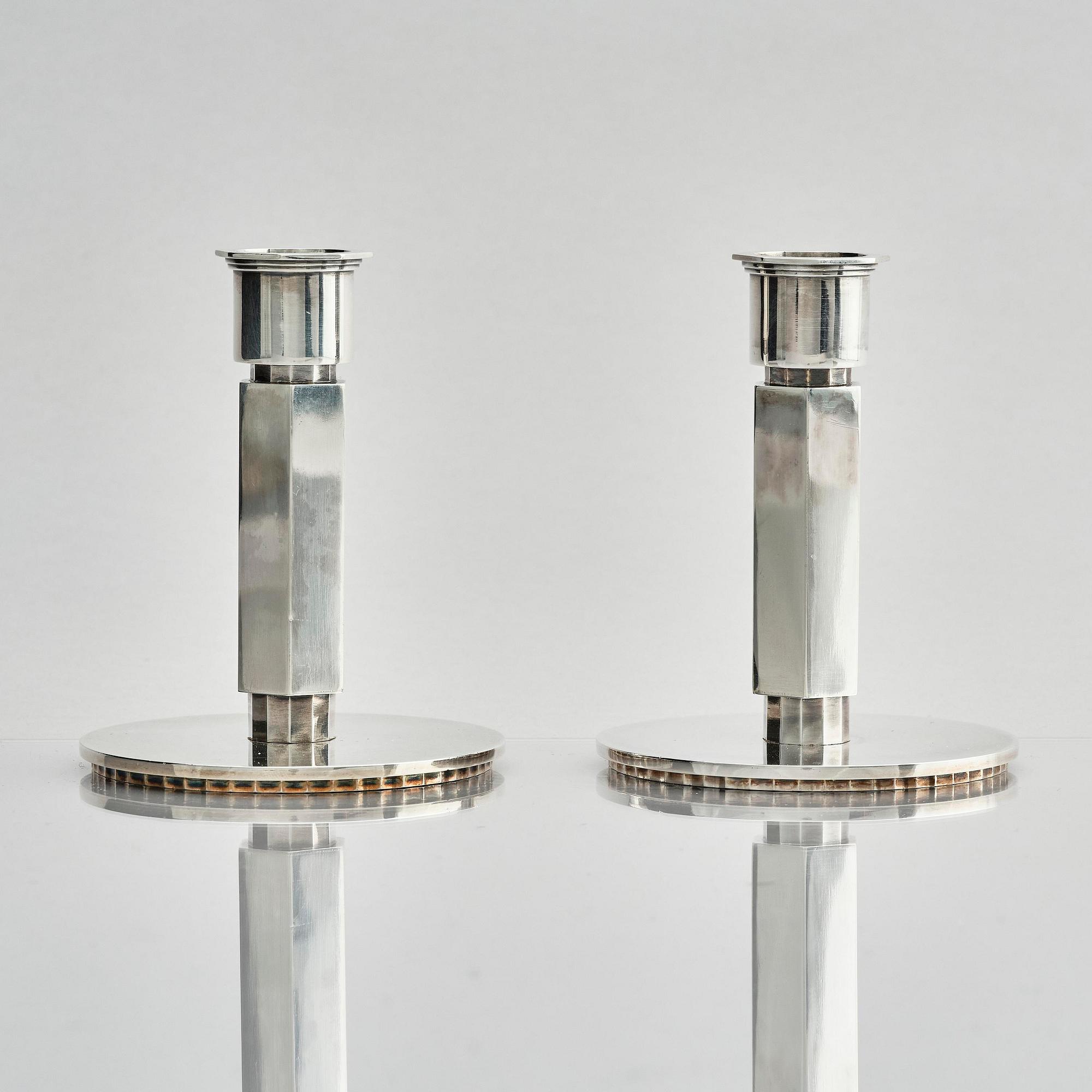 Wiwen Nilsson, ljusstakar, ett par, sterling silver, Lund 1946.