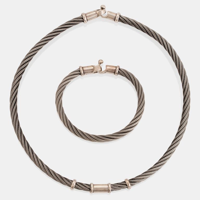 Vivianna Torun Bülow-Hübe, halsband och armband, sterling, egen verkstad 1990-tal.