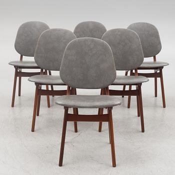 Arne Hovmand-Olsen,  a set of six model 75 chairs, Mogens Kold Møbelfabrik, Denmark 1960s.