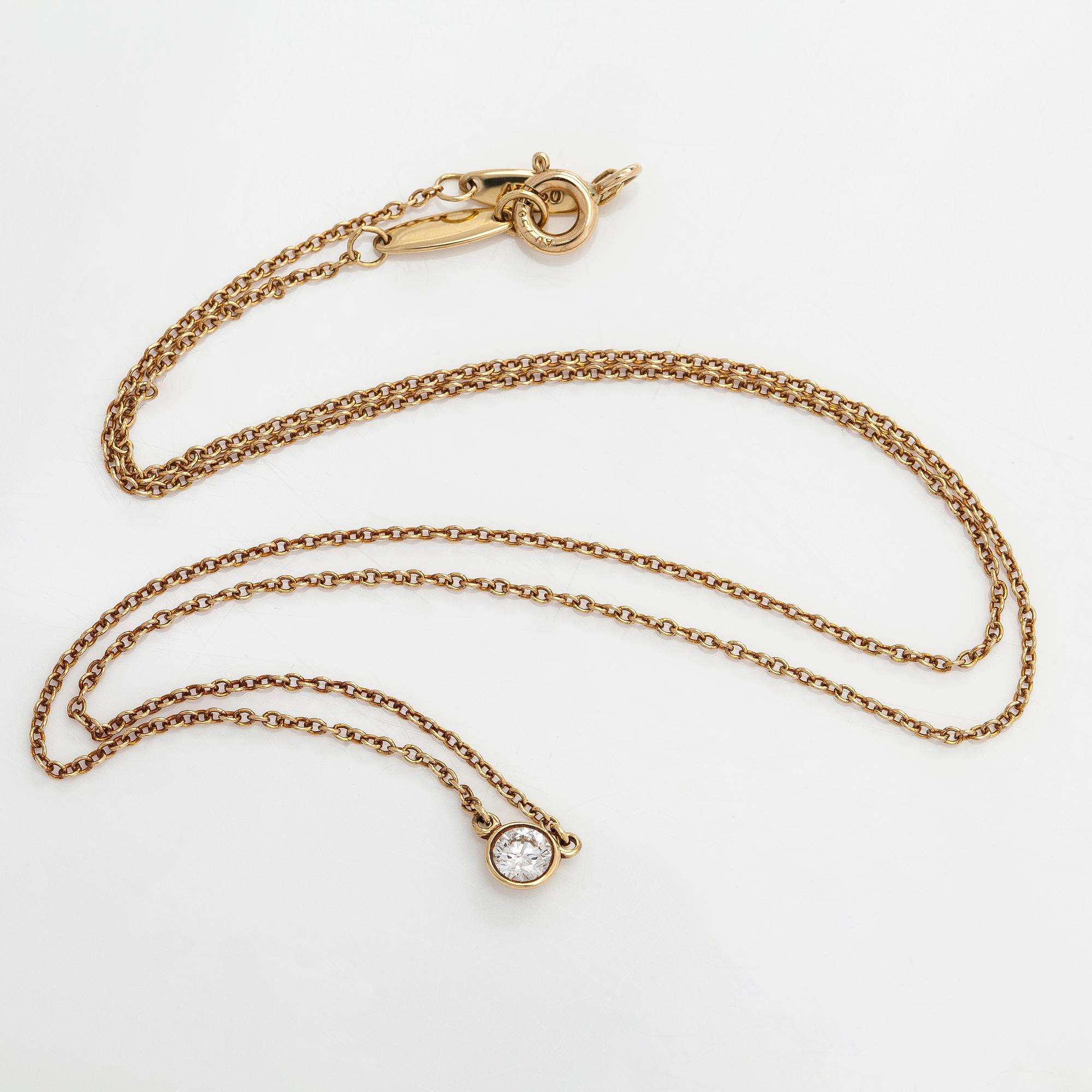 Tiffany & Co, Elsa Peretti, halsband, "Diamonds by the Yard", 18K guld med en briljantslipad diamant.