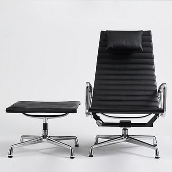 Charles & Ray Eames, an armchair and ottoman, Aluminium group model "EA 316", Vitra, 21st century.