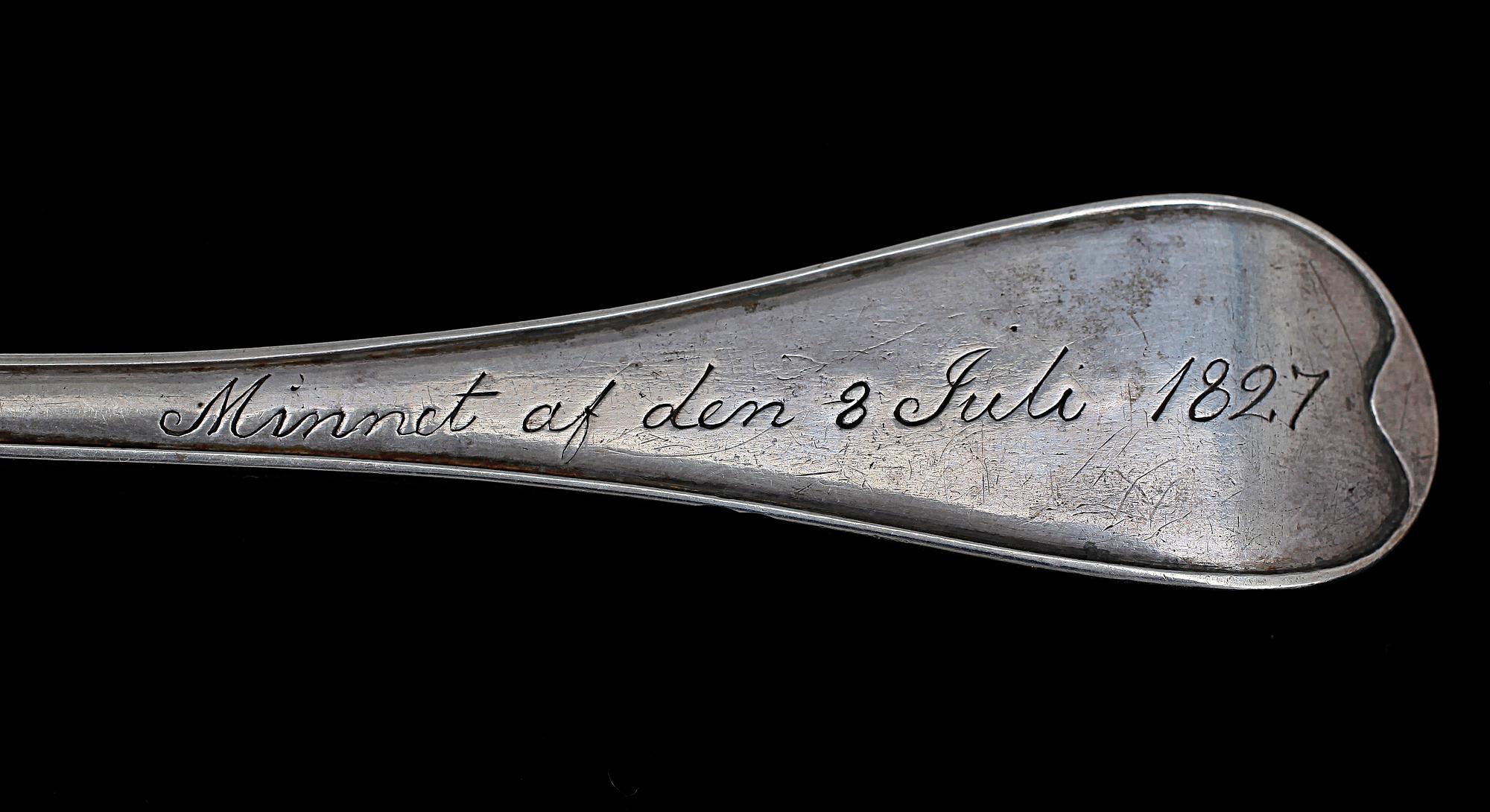 STRÖSKEDAR 2 st SAMT SÅSSLEV, silver, bla Olof Löfvander dy i Luleå, verksam 1795-1823.