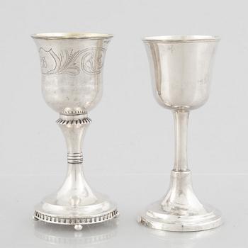 Supkalkar, 2 st, silver, Sverige, 1800-talets början.