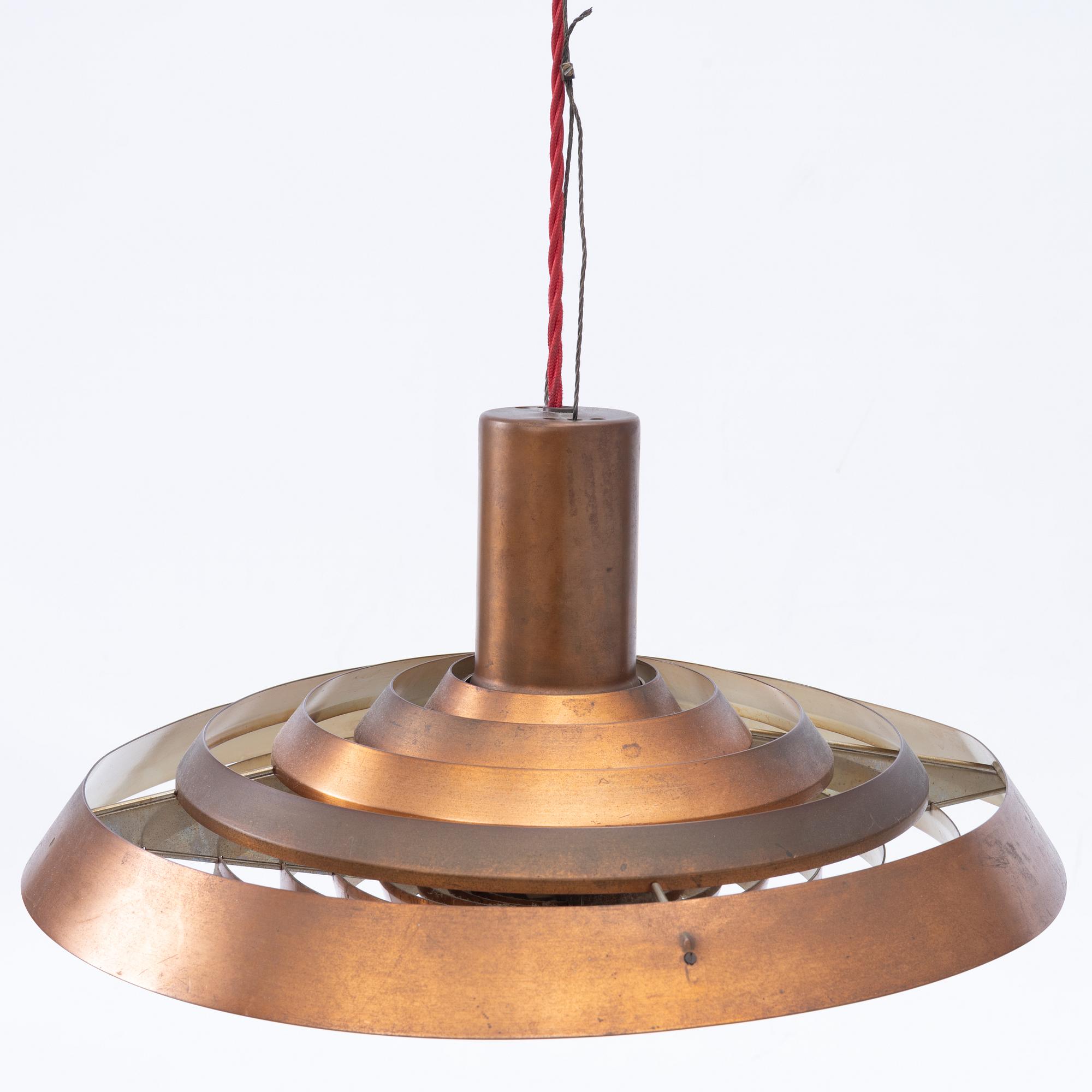 Poul Henningsen, a copper ceiling lamp "PH Tallerken", Louis Poulsen Denmark, second half of the 20th century.