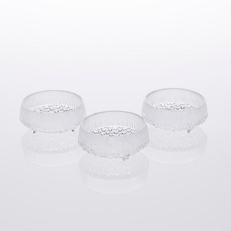 MALJA ja JÄLKIRUOKAKULHOJA, 12 kpl, lasia, "Ultima Thule" Tapio Wirkkala, Iittala.