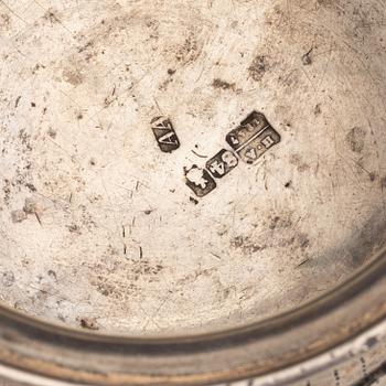 A Russian silver bowl and a salt cellar, 19th century.