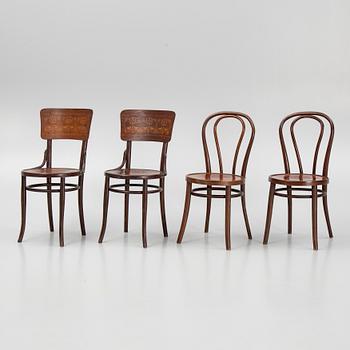 Chairs, 2 pairs, Art Nouveau, including Hungary, early 20th century.