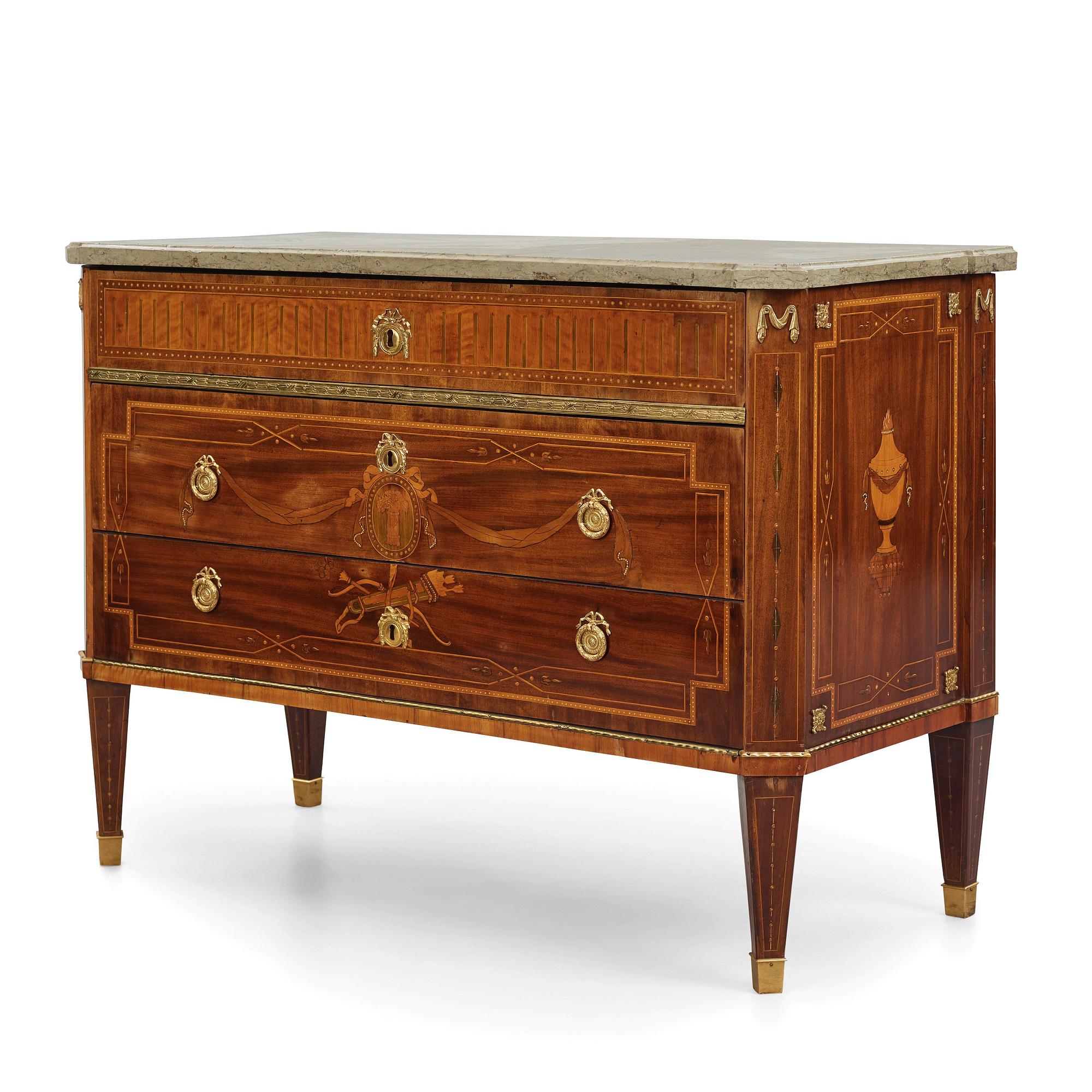 A Gustavian commode by N P Stenström (master in Stockholm 1781-1790), late 18th century, not signed.