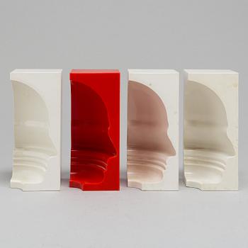 SIVERT LINDBLOM, a set of four plastic objects, with stamp mark and dated 1968.