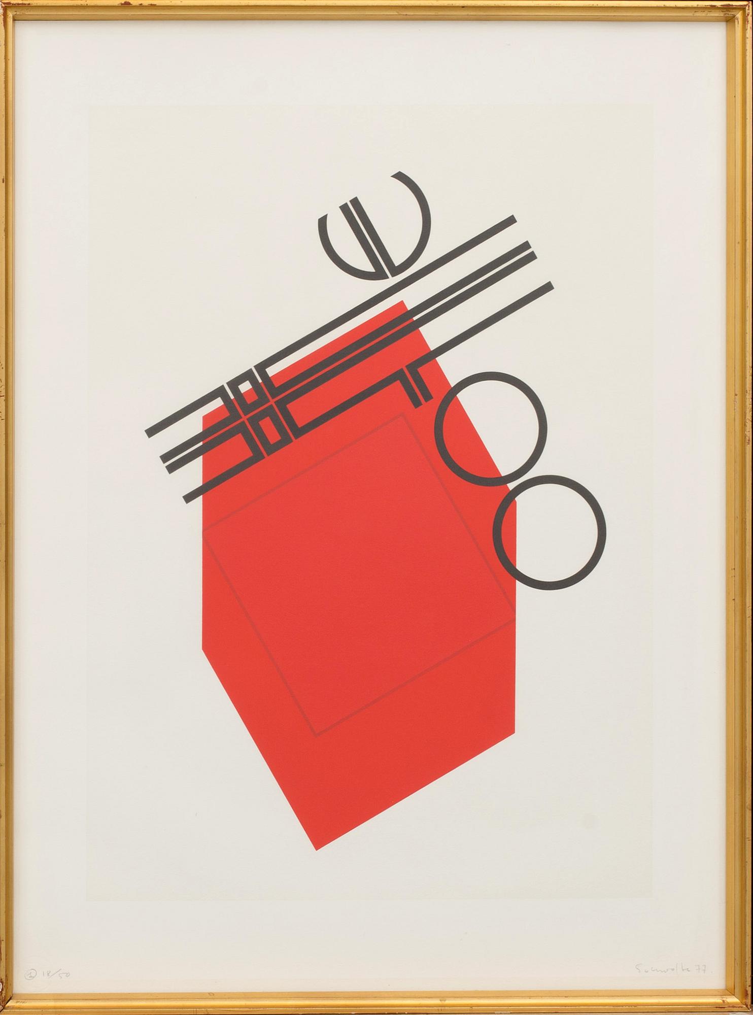 OLE SCHWALBE, three signed, dated -77 and numbered silkscreen.