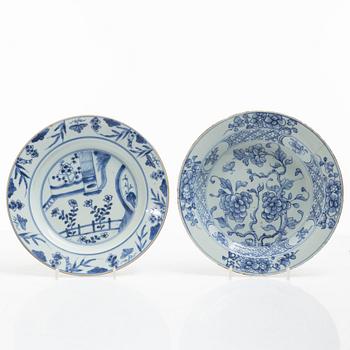 Eleven blue and white porcelain plates, China, Qing dynasty 18th century.