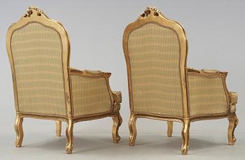 BERGÈRER, ett par, rokokostil, 1900-tal.