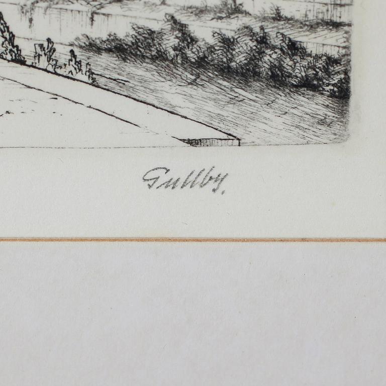 FOLKE GULLBY, 2 st, etsningar, signerade.
