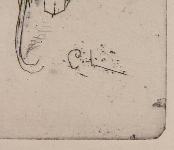 LARSSON, CARL, etsning, "Skyddsängeln".