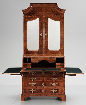 A Queen Anne 18th century walnut veneered Bureau-Cabinet.