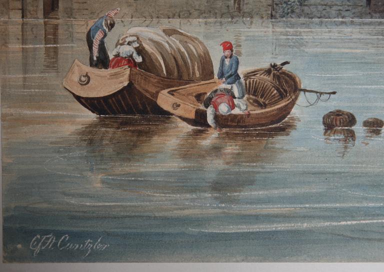 OKÄND KONSTNÄR, akvarell, sign CFA Cantzler?, 1800-tal.