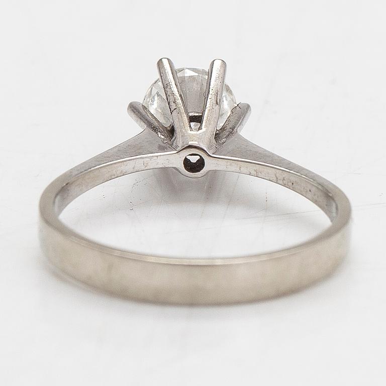 A 14K white gold ring with a brilliant-cut diamond approx. 0.75 ct. Stamped Wempe.