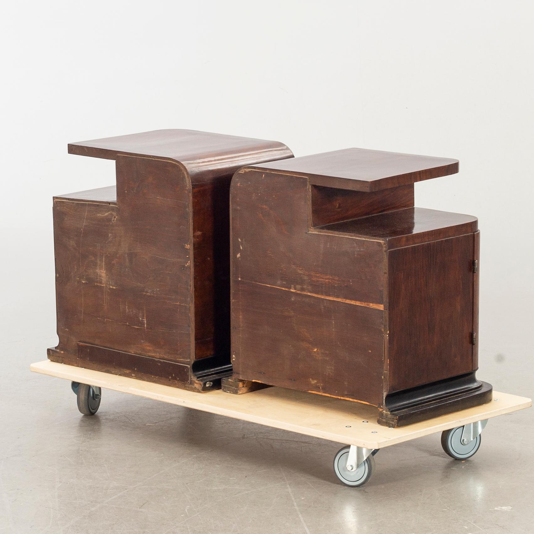 SÄNGBORD, ett par, art deco-stil 1900-talets mitt.