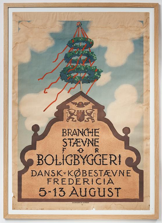 HANS J WEGNER, 3 stolar + utställningsaffisch, Mikael Lauersen, Danmark, 1940-tal.