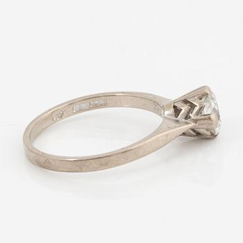 Ring, 18K white gold with brilliant-cut diamond, 1.02 ct according to engraving.