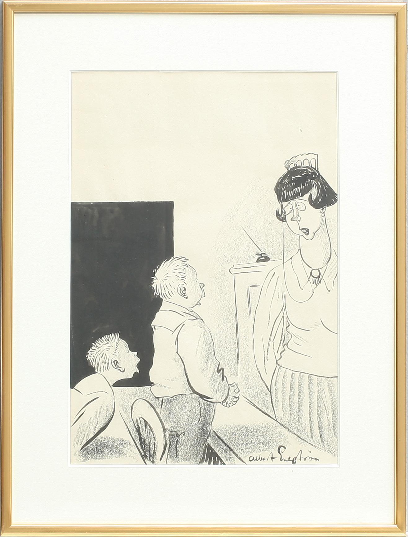 ALBERT ENGSTRÖM, tusch, 2 st, sign.